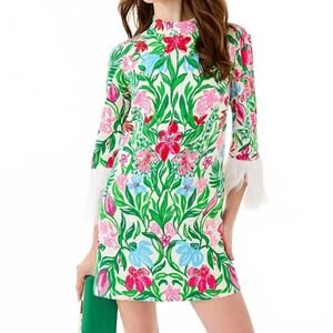 NEW LILLY PULITZER agnes skirted romper in green multi